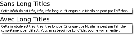 Longue infobulle avec et sans LongTitles